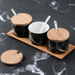 Marble Ceramic Condiment Jars Set-3 Piece - ecomstock