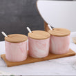 Marble Ceramic Condiment Jars Set-3 Piece - ecomstock