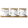 Marble Ceramic Condiment Jars Set-3 Piece - ecomstock
