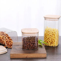 Borosilicate Food Glass Jars With Bamboo Lid-3 Pieces - ecomstock