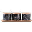 Marble Ceramic Condiment Jars Set-3 Piece - ecomstock
