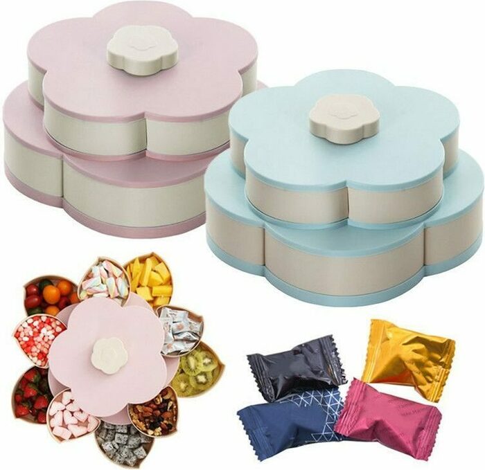 Petal Pattern Swivel Plastic Snack Plate - ecomstock