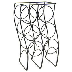 Double Row Six Bottle Wine Rack-Black - ecomstock