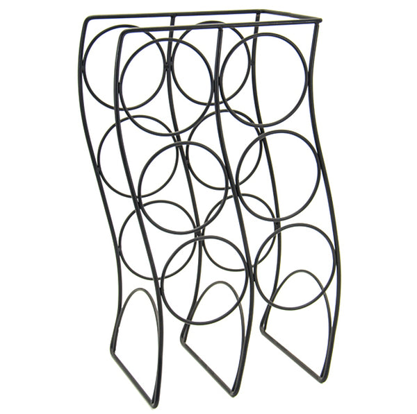 Double Row Six Bottle Wine Rack-Black - ecomstock