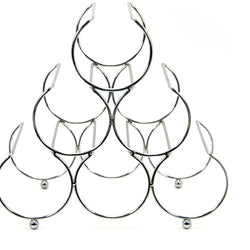 Elegant Triangle Circle Six Bottles Holder Wine Rack Table-Silver - ecomstock