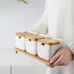 Ceramic Spice canisters 3 piece - ecomstock