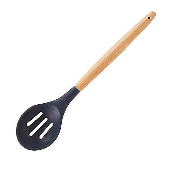 Silicone Slotted Spoon with Wood Handle - ecomstock