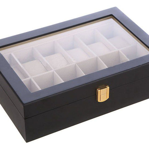 Watch Case Elegance Organizer box with Glass Display- 12 Slot - ecomstock