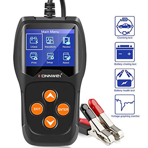 KONNWEI KW600 Car Battery Load Tester Black Professional Automotive Alternator Digital Analyzer Waveform Voltage Test Tool for Vehicle/Boat/Motorcycle - ecomstock
