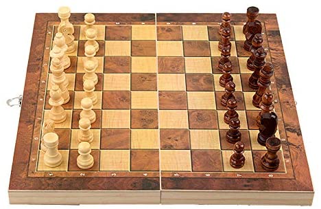 Portable 3 In 1 Wooden Chess with Portable Folding Interior Storage - ecomstock