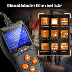 KONNWEI KW600 Car Battery Load Tester Black Professional Automotive Alternator Digital Analyzer Waveform Voltage Test Tool for Vehicle/Boat/Motorcycle - ecomstock