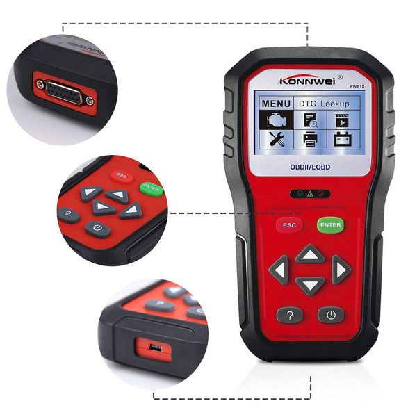 Konnwei KW818 OBD2 Car Diagnostic Scanner Pro Tool - ecomstock