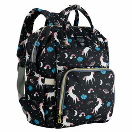 Unicorn diaper bag backpack-black - ecomstock