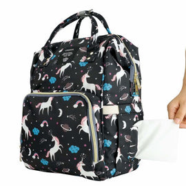 Unicorn diaper bag backpack-black - ecomstock
