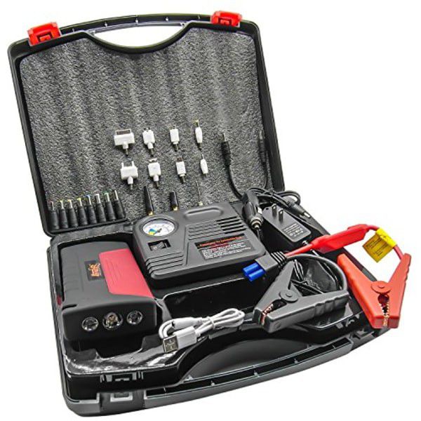 Car Jump Starter and Tyre Compressor - Red - ecomstock