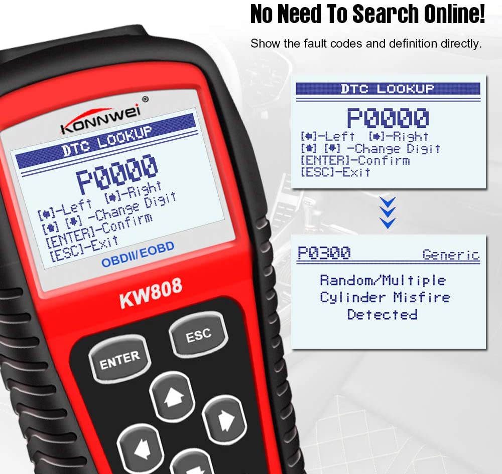 KONNWEI KW808 Auto OBDII Code Reader 2.8