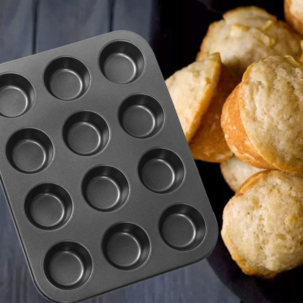 12 Cups Non Stick Muffin tray with 12 Silicone Cups Wraps - ecomstock
