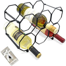 Powder Coating Tabletop Folding Six Bottles Wine Holder Storage Rack - ecomstock