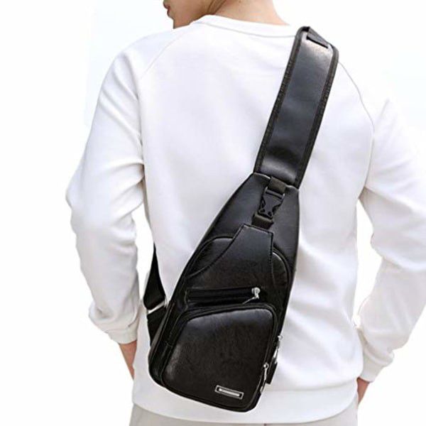 USB Charging Anti-Theft Crossbody Sling Bag - Black - ecomstock