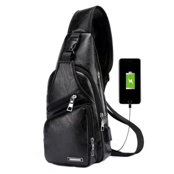 USB Charging Anti-Theft Crossbody Sling Bag - Black - ecomstock