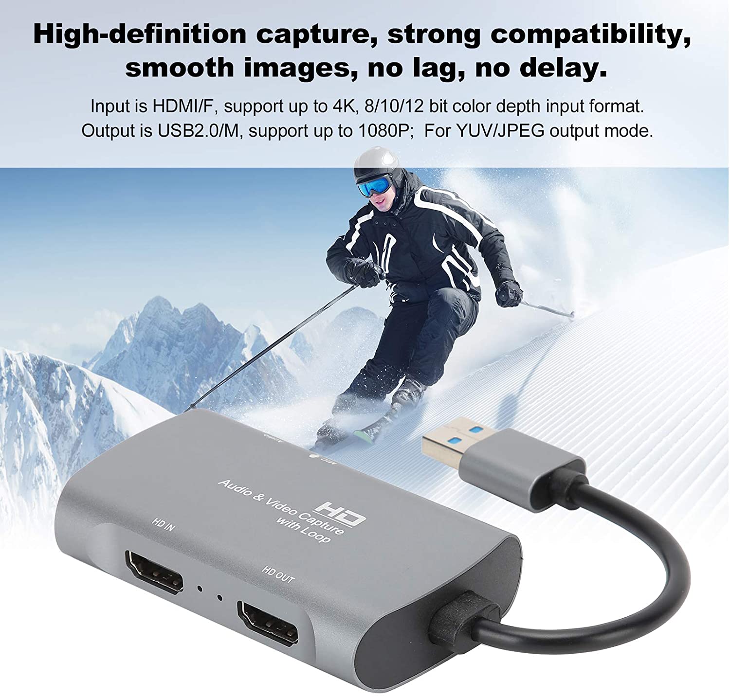 Portable HDMI 4K Loop Out Audio Video Capture Card - ecomstock