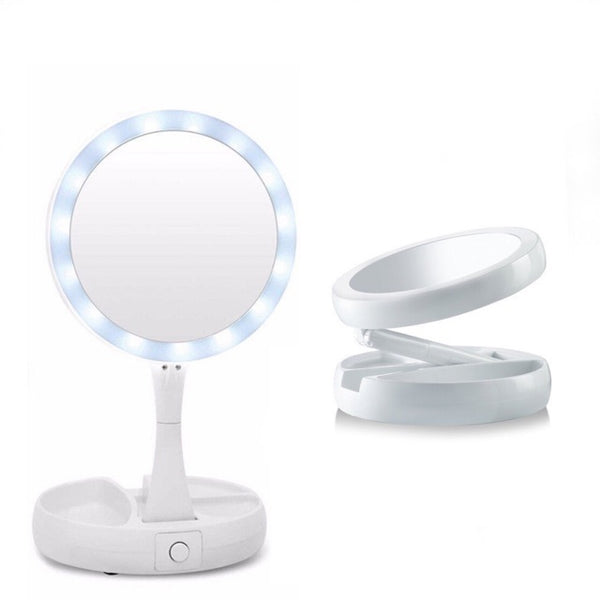 Portable Foldaway Make Up Mirror with LED