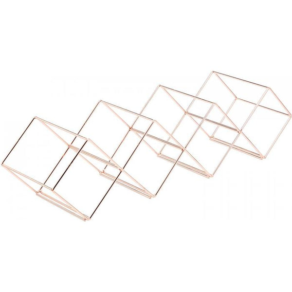Long Geometric Square Seven Bottles Wine Rack Holder-Copper - ecomstock