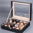PU Leather Display Case Box Watch Jewelry Storage Organizer 12 Compartments - ecomstock