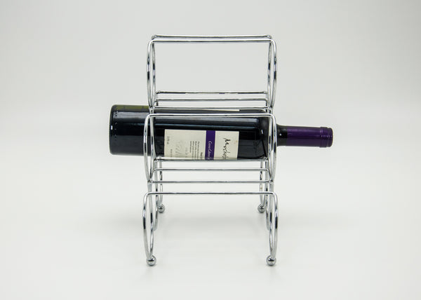 Elegant Triangle Circle Six Bottles Holder Wine Rack Table-Silver - ecomstock