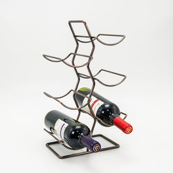 Tabletop Metal Wire Six Bottles Red Wine Holder Tree Rack-Copper - ecomstock