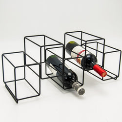 Stylish Rectangle Long Iron Wire Five Bottles Wine Holder Rack - ecomstock