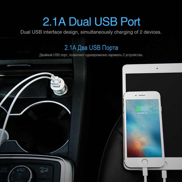Dual USB Smart Car Charger With Night Light - ecomstock
