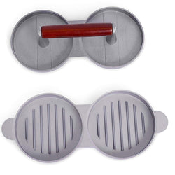 Double Presser Burger Mould with Wood Handle - ecomstock