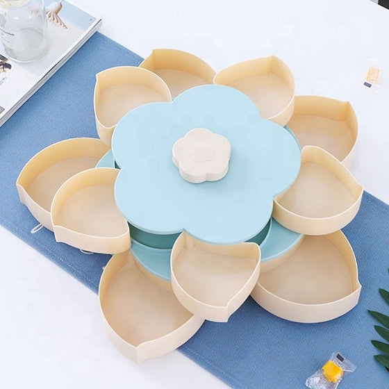 Petal Pattern Swivel Plastic Snack Plate - ecomstock