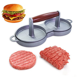 Double Presser Burger Mould with Wood Handle - ecomstock