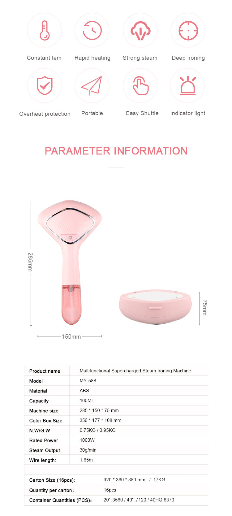 Mini  Handheld Garment Steamer Portable Clothes Steam Iron - ecomstock