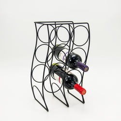 Double Row Six Bottle Wine Rack-Black - ecomstock