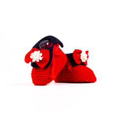Infant Wool Knitted Flowery Bowknot Socks Shoes - ecomstock