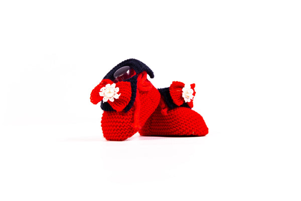Infant Wool Knitted Flowery Bowknot Socks Shoes - ecomstock