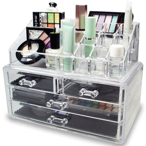 Cosmetic Makeup Jewellery Acrylic Organiser with 20 Grid 4 Drawers - ecomstock