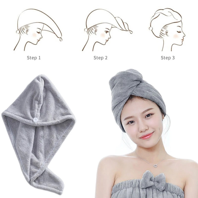 Hair Towel Cap Magic Microfiber  Fast Drying Towel Bath Wrap - ecomstock