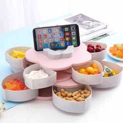 Petal Pattern Swivel Plastic Snack Plate - ecomstock