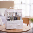 Portable Make Up Cosmetic Storage Box with Drawers and Lids - ecomstock