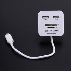 Multi-function USB 3.1 Type-C Hub + Card Reader(SD/TF) for Phone & PC - Black