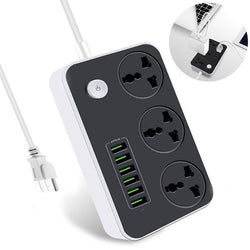 Universal Power Strips 3 Way Outlets With 6 USB Ports