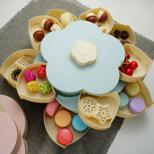 Petal Pattern Swivel Plastic Snack Plate - ecomstock