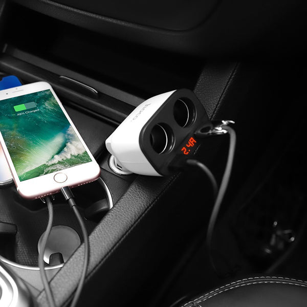 Dual Car Charger With LED Display - ecomstock