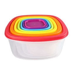 Rainbow 7PCS Plastic Square Food Container - ecomstock