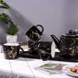 Luxury Ceramic Marble Print Porcelain Tea Set with Serving Tray - ecomstock
