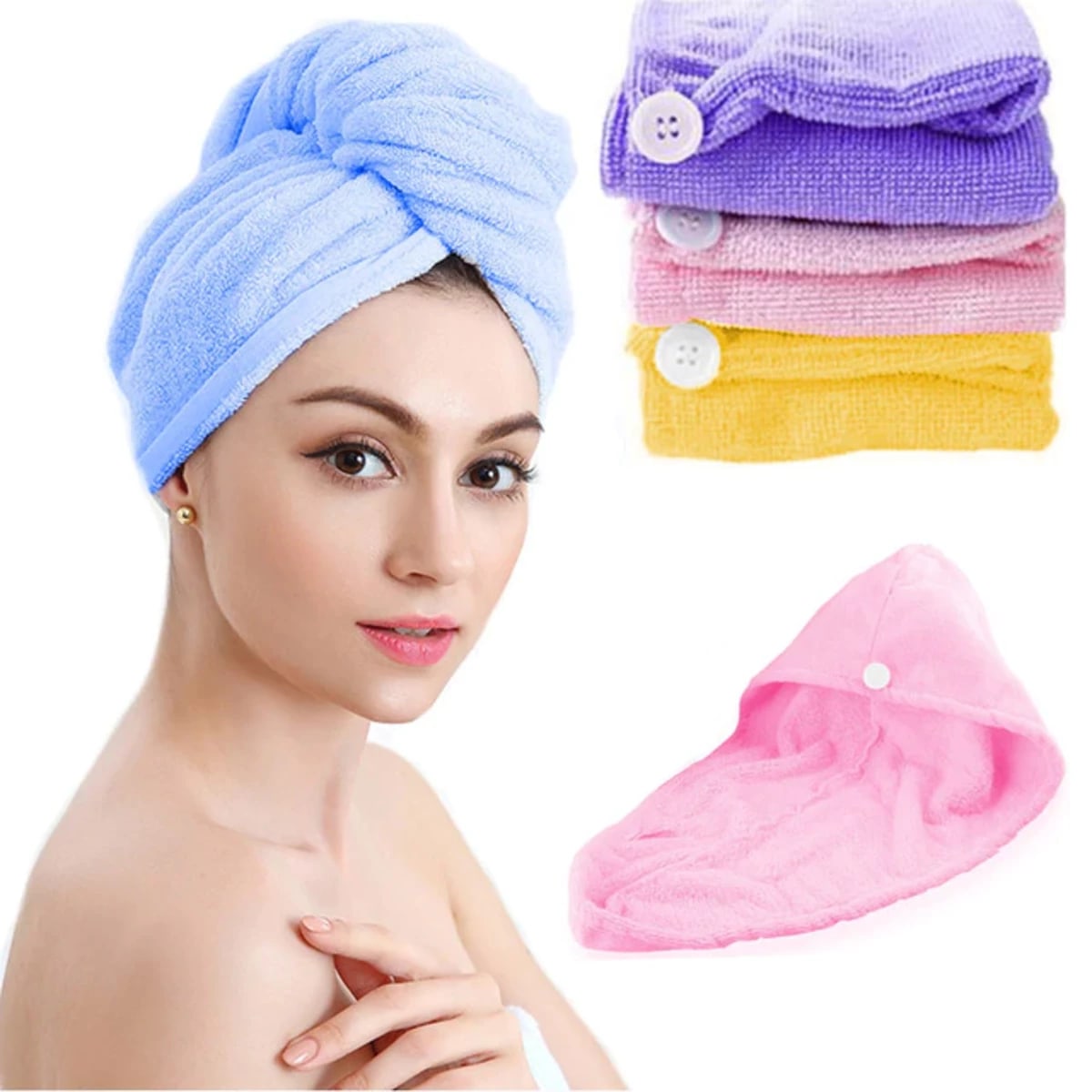 Hair Towel Cap Magic Microfiber  Fast Drying Towel Bath Wrap - ecomstock
